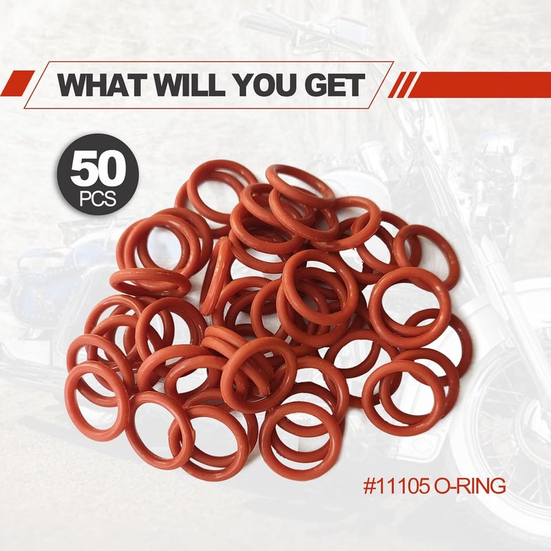 Vrasly 50 Pack Oil Drain Plug O-Ring #11105, Motorcycle Drain Plug O-Rings Replacement, Nitrile Rubber O Ring Gasket Ring Compatible with Harley Davidson(Orange) - Image 5